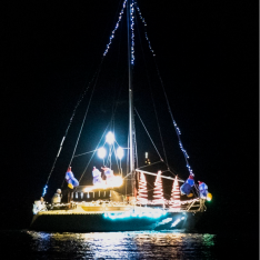Sailboat with Seasonal Lights